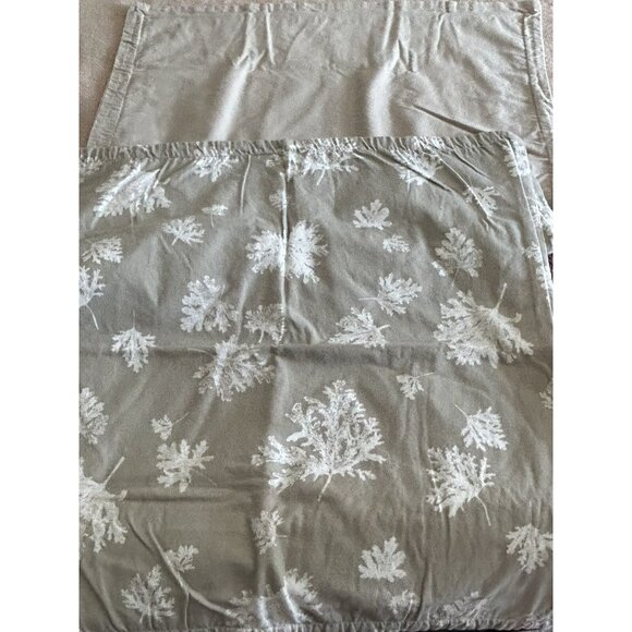 Set 2 Martha Stewart 26" Euro Cotton Flannel Pillow Shams Beige Off-white Leaves - Picture 8 of 10
